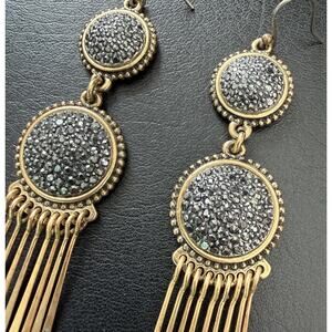 Lucky Brand Pavé Statement Earring gold and pewter chandelier 2014
